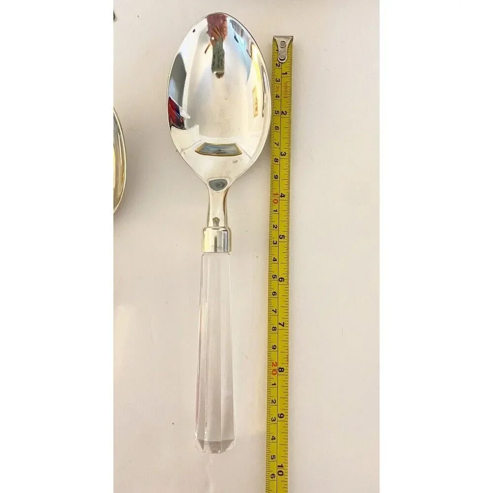 Vintage Silver Plate with Crystal Handles Serving Set Salad Servers